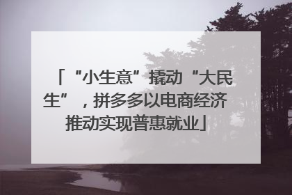 “小生意”撬动“大民生”，拼多多以电商经济推动实现普惠就业