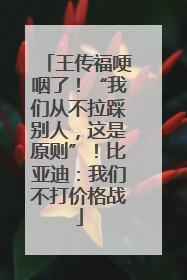 王传福哽咽了！“我们从不拉踩别人，这是原则”！比亚迪：我们不打价格战