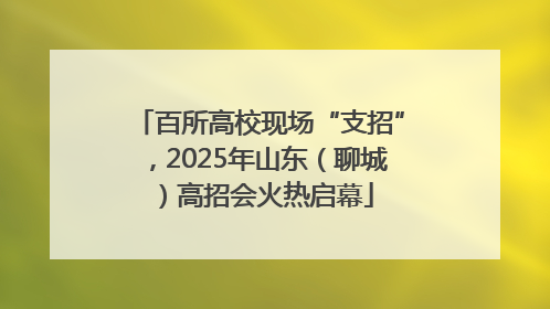 百所高校现场“支招”，2025年山东（聊城）高招会火热启幕