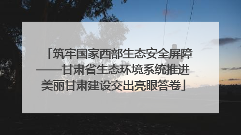 筑牢国家西部生态安全屏障——甘肃省生态环境系统推进美丽甘肃建设交出亮眼答卷