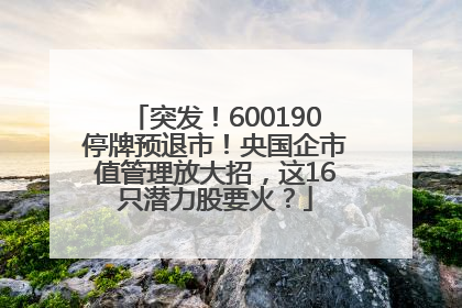 突发！600190停牌预退市！央国企市值管理放大招，这16只潜力股要火？