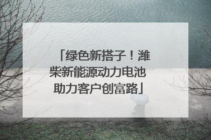 绿色新搭子！潍柴新能源动力电池助力客户创富路