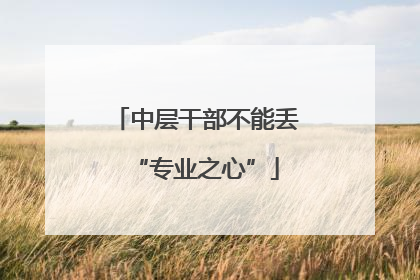 中层干部不能丢“专业之心”