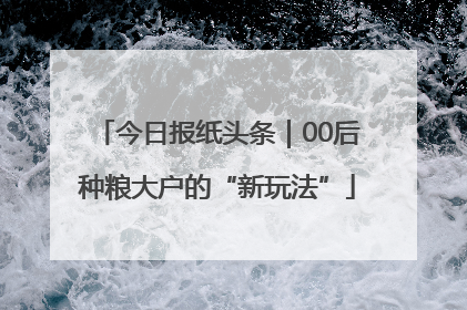 今日报纸头条｜00后种粮大户的“新玩法”
