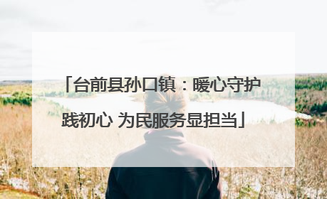 台前县孙口镇：暖心守护践初心 为民服务显担当