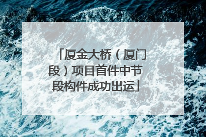 厦金大桥（厦门段）项目首件中节段构件成功出运