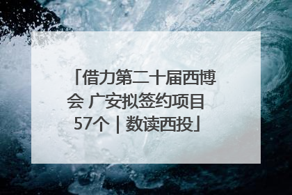 借力第二十届西博会 广安拟签约项目57个｜数读西投