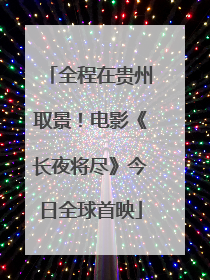 全程在贵州取景！电影《长夜将尽》今日全球首映