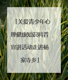 关爱青少年心理健康知识科普宣讲活动走进杨家寺乡