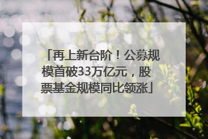 再上新台阶！公募规模首破33万亿元，股票基金规模同比领涨