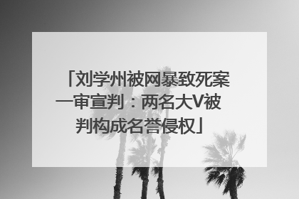 刘学州被网暴致死案一审宣判：两名大V被判构成名誉侵权