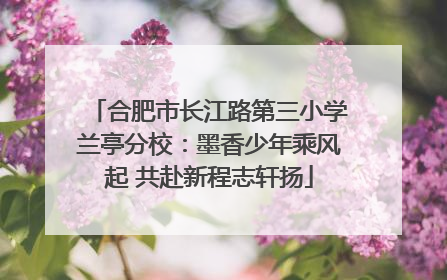 合肥市长江路第三小学兰亭分校：墨香少年乘风起 共赴新程志轩扬
