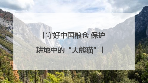 守好中国粮仓 保护耕地中的“大熊猫”