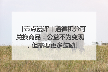 壹点漫评｜道德积分可兑换商品：公益不为变现，但需要更多鼓励