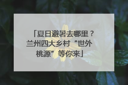 夏日避暑去哪里？兰州四大乡村“世外桃源”等你来