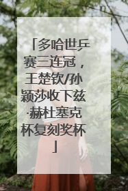 多哈世乒赛三连冠，王楚钦/孙颖莎收下兹·赫杜塞克杯复刻奖杯