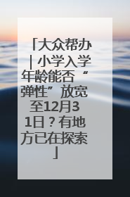 大众帮办｜小学入学年龄能否“弹性”放宽至12月31日？有地方已在探索