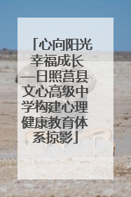 心向阳光 幸福成长—日照莒县文心高级中学构建心理健康教育体系掠影