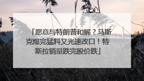 愿意与特朗普和解？马斯克爆完猛料又光速改口！特斯拉销量跌完股价跌