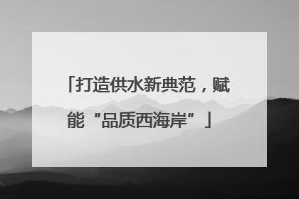 打造供水新典范，赋能“品质西海岸”