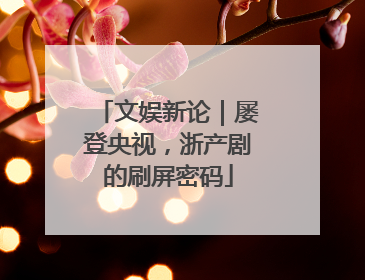 文娱新论｜屡登央视，浙产剧的刷屏密码