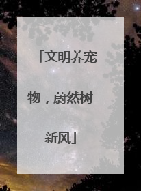 文明养宠物，蔚然树新风