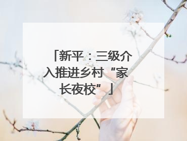 新平：三级介入推进乡村“家长夜校”