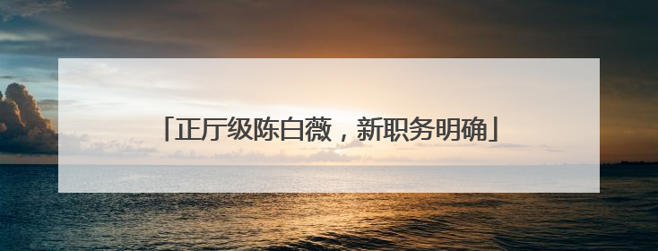 正厅级陈白薇，新职务明确