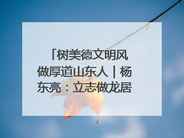 树美德文明风 做厚道山东人｜杨东亮：立志做龙居的“小丸童”