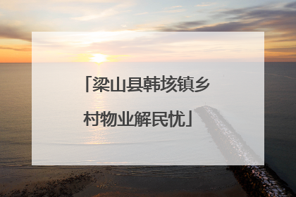 梁山县韩垓镇乡村物业解民忧