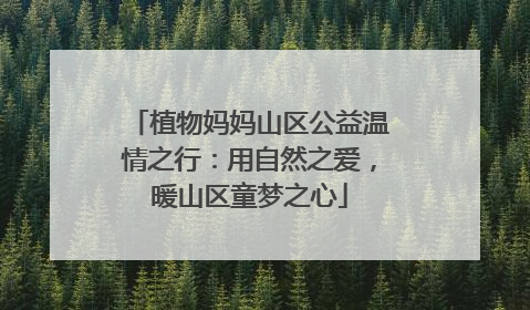 植物妈妈山区公益温情之行：用自然之爱，暖山区童梦之心