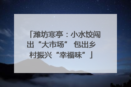 潍坊寒亭：小水饺闯出“大市场” 包出乡村振兴“幸福味”