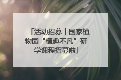 活动招募丨国家植物园“植趣不凡”研学课程招募啦