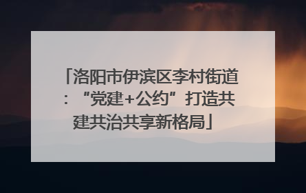 洛阳市伊滨区李村街道：“党建+公约”打造共建共治共享新格局