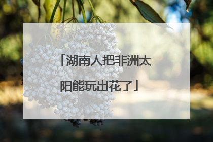 湖南人把非洲太阳能玩出花了