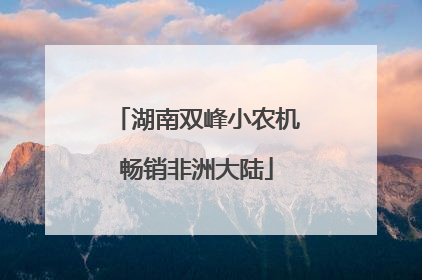 湖南双峰小农机畅销非洲大陆