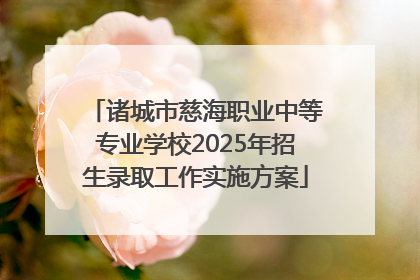 诸城市慈海职业中等专业学校2025年招生录取工作实施方案