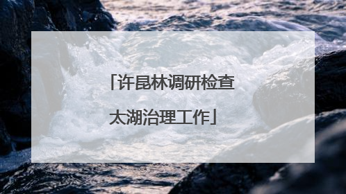 许昆林调研检查太湖治理工作