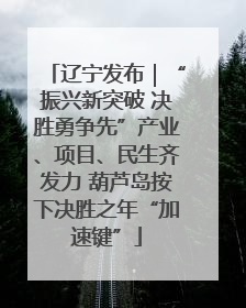 辽宁发布｜“振兴新突破 决胜勇争先”产业、项目、民生齐发力 葫芦岛按下决胜之年“加速键”