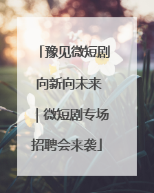 豫见微短剧 向新向未来｜微短剧专场招聘会来袭