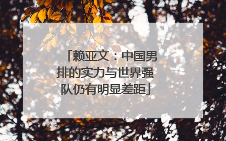 赖亚文：中国男排的实力与世界强队仍有明显差距