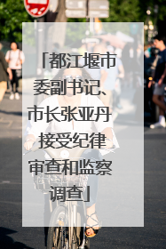 都江堰市委副书记、市长张亚丹 接受纪律审查和监察调查
