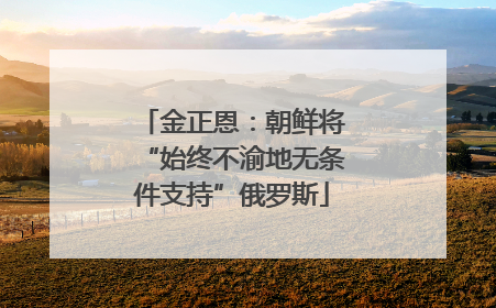 金正恩：朝鲜将“始终不渝地无条件支持”俄罗斯