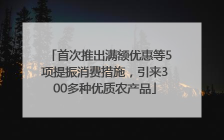 首次推出满额优惠等5项提振消费措施，引来300多种优质农产品