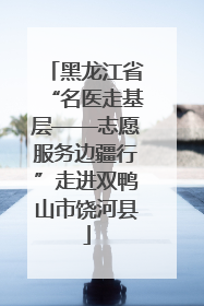 黑龙江省“名医走基层——志愿服务边疆行”走进双鸭山市饶河县