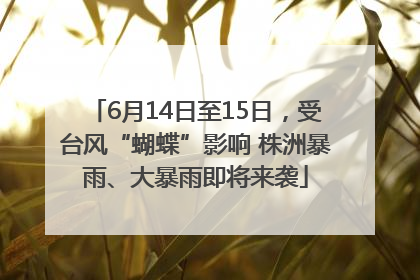 6月14日至15日，受台风“蝴蝶”影响 株洲暴雨、大暴雨即将来袭